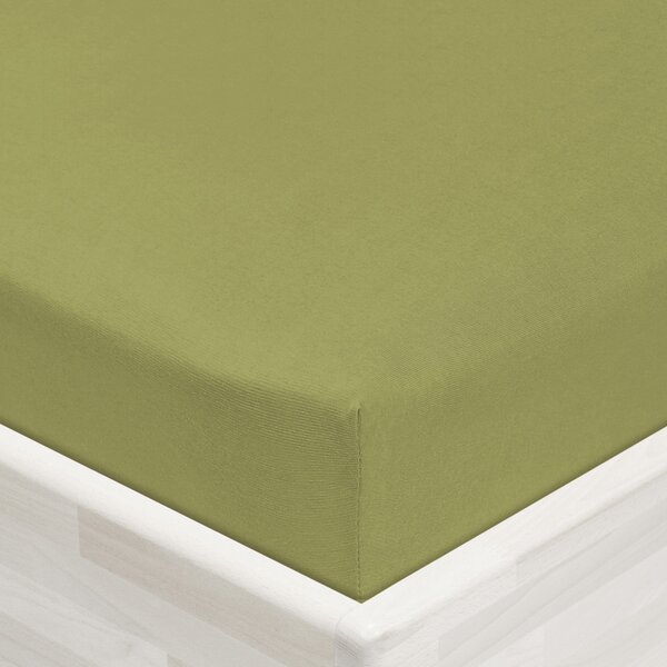 Jersey napínacie prestieradlo JR-020 Olivové 90 x 200 - výška 20 cm