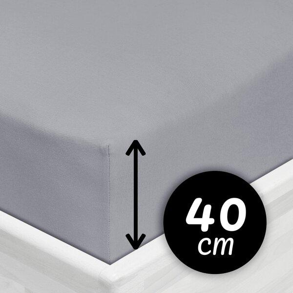Jersey napínacie prestieradlo na extra vysoký matrac JR-028 Svetlo sivé 80 x 200 - výška 40 cm