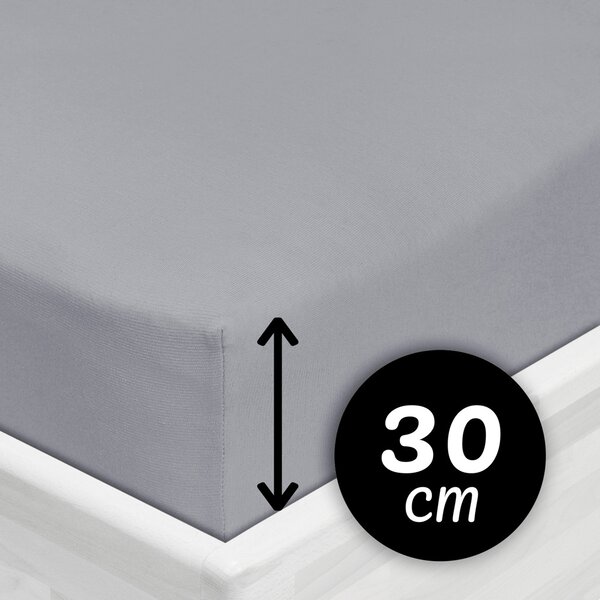 Jersey napínacie prestieradlo na vysoký matrac JR-028 Svetlo sivé 80 x 200 - výška 30 cm