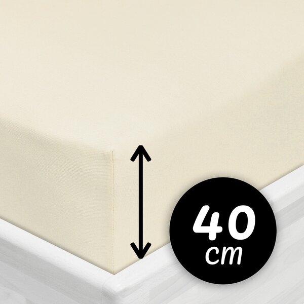 Jersey napínacie prestieradlo na extra vysoký matrac JR-002 Smotanové 80 x 200 - výška 40 cm