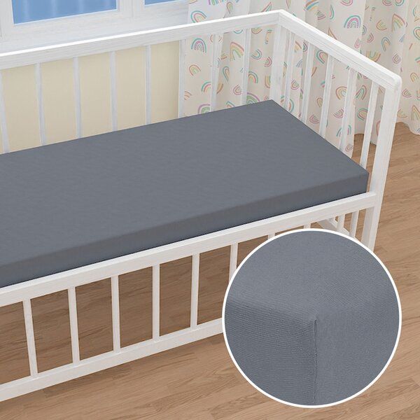 Detské jersey napínacie prestieradlo do postieľky JR-029 Antracitovo sivé 70 x 140 x 10 cm - do postieľky