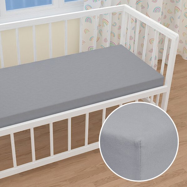 Detské jersey napínacie prestieradlo do postieľky JR-028 Svetlo sivé 60 x 120 x 10 cm - do postieľky