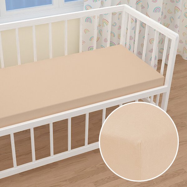 Detské jersey napínacie prestieradlo do postieľky JR-033 Béžové 60 x 120 x 10 cm - do postieľky