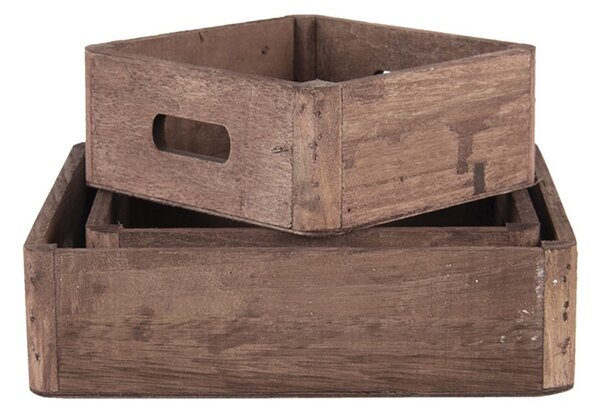 Drevený dekoratívny podnos (3 ks) - 24 * 24 * 6/20 * 20 * 6/16 * 16 * 6 cm - Clayre & Eef