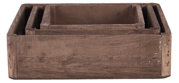 Drevený dekoratívny podnos (3 ks) - 24 * 24 * 6/20 * 20 * 6/16 * 16 * 6 cm - Clayre & Eef