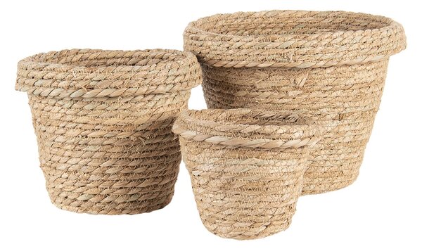 Sada 3 pletených košov - Ø 17 * 3 / Ø 14 * 3 / Ø 10 * 2 cm - Clayre & Eef