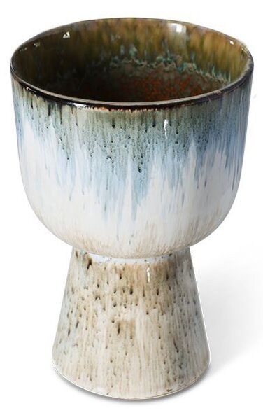 Modrý kameninový retro kvetináč Retro Glacier - Ø 16,5*24 cm - HKLIVING