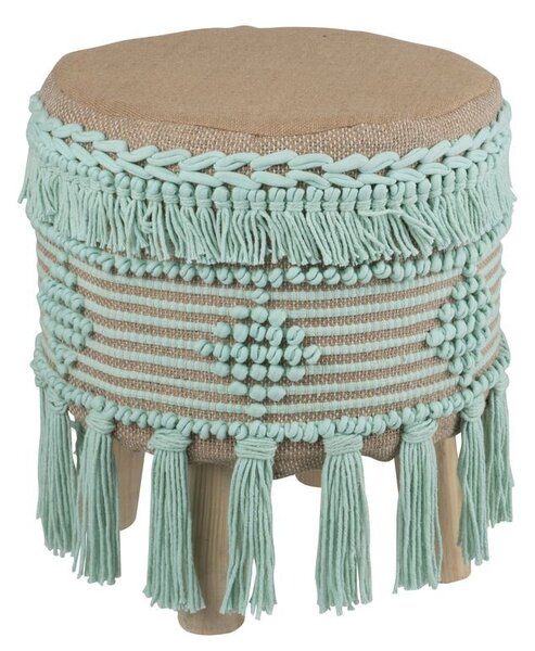 Béžovo - mintovou stolička / podnožka Fringe mint - Ø 37 * 45cm - J-Line by Jolipa