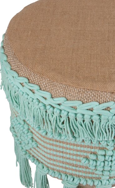 Béžovo - mintovou stolička / podnožka Fringe mint - Ø 37 * 45cm - J-Line by Jolipa