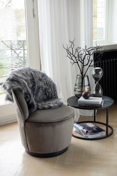 Zamatové taupe klubové kreslo Cody - 57 * 57 * 73 cm - J-Line by Jolipa