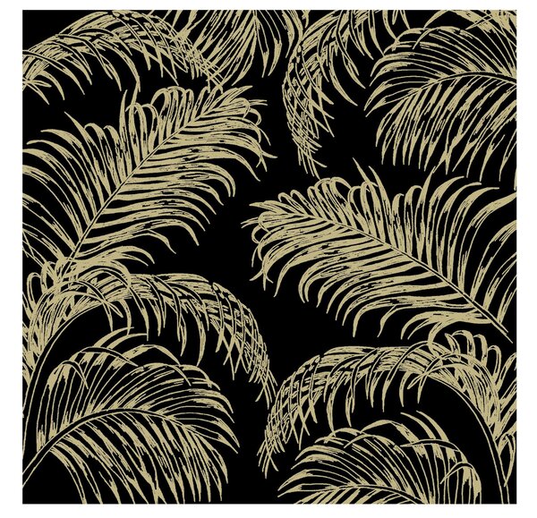 Čierno-zlaté papierové obrúsky Palm - 33 * 33 cm (20ks) - J-Line by Jolipa