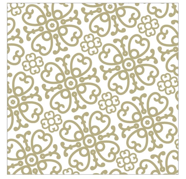 Bielo-zlaté papierové obrúsky Ornament - 33 * 33 cm (20ks) - J-Line by Jolipa