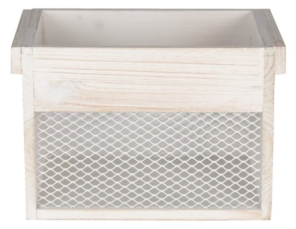 Drevený úložný box s bielou patinou (2 ks) - 18 * 18 * 12/15 * 15 * 11 cm - Clayre & Eef