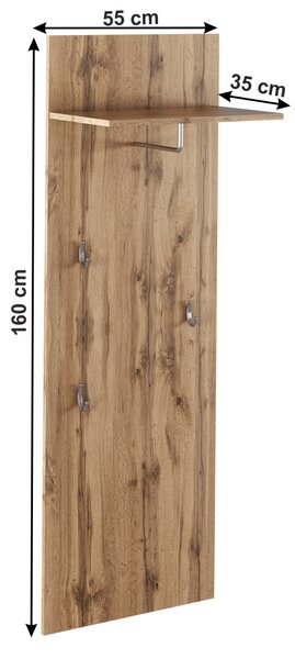KONDELA Vešiakový panel TYP 5, dub wotan, CYRIL