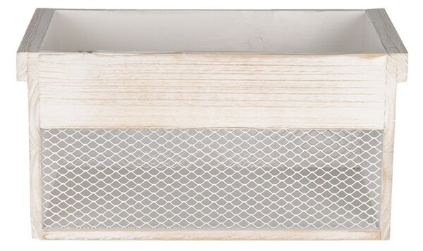 Drevený úložný box s bielou patinou (2 ks) - 18 * 18 * 12/15 * 15 * 11 cm - Clayre & Eef