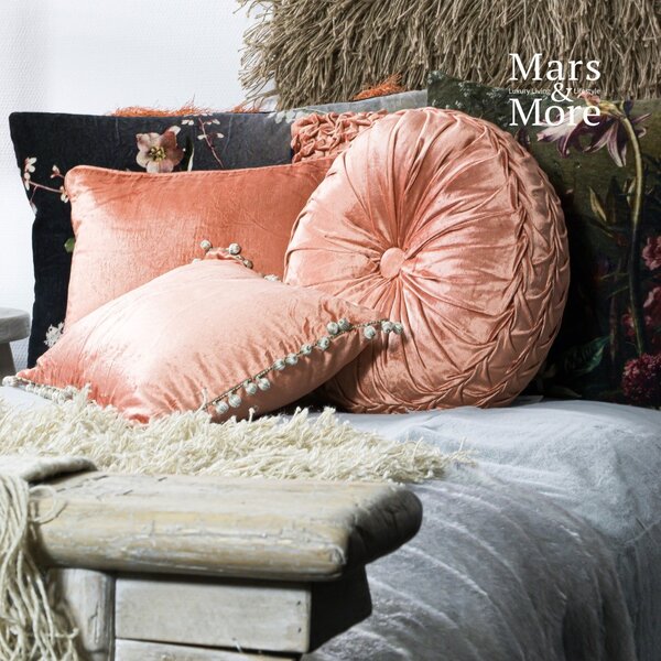 Ružový okrúhly zamatový vankúš Rosa - Ø 40cm - Mars & More