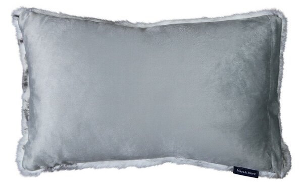 Šedý chlpatý vankúš Tiara s bielymi pruhmi - 30 * 50 * 15cm - Mars & More