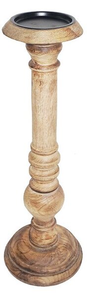 Vyrezávaný svietnik Wood z mangového dreva - 10 * 10 * 31cm - Mars & More