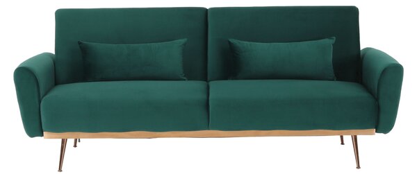 KONDELA Rozkladacia pohovka, smaragdová Velvet látka, FASTA