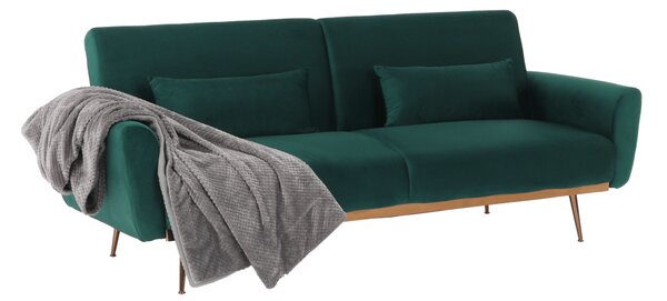 KONDELA Rozkladacia pohovka, smaragdová Velvet látka, FASTA