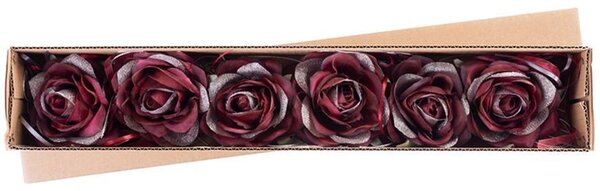 6 ks Kvet MagicHome, ruža, bordová, stonka, veľkosť kvetu: 10 cm, dĺžka kvetu: 18 cm, bal. 6 ks