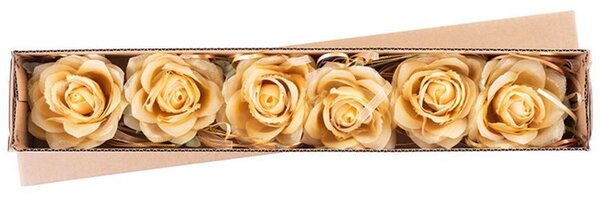 6 ks Kvet MagicHome, ruža, zlatá, stonka, veľkosť kvetu: 10 cm, dĺžka kvetu: 18 cm, bal. 6 ks