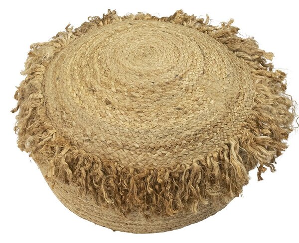 Jutový pletený puf na sedenie so strapcami - Ø 50*35cm - Mars & More