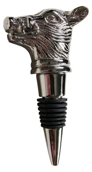 Strieborná kovová zátka na víno s hlavou diviaka - 8 * 3 * 14cm - Mars & More