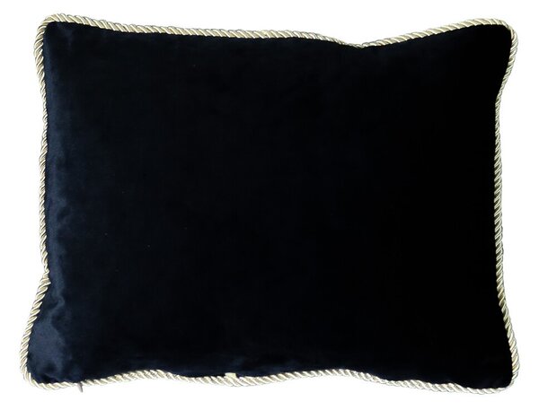 Čierny zamatový vankúš so zlatým zapletenej lemom - 45 * 35cm - Mars & More