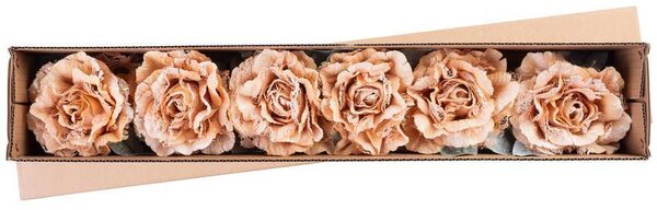 6 ks Kvet MagicHome, pivónia s listom, zlatá, stonka, veľkosť kvetu: 12 cm, dĺžka kvetu: 23 cm, bal