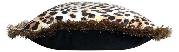 Zamatový vankúš s motívom leopardej kože a zlatými strapcami - 45 * 45 * 10cm - Mars & More