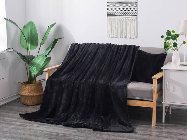 XPOSE® Mikroplyšová deka Exclusive - čierna 150x200 cm