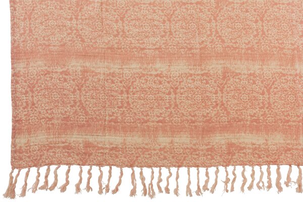 Lososový bavlnený pléd so strapcami a ornamenty Oriental - 130 * 170 cm - J-Line by Jolipa