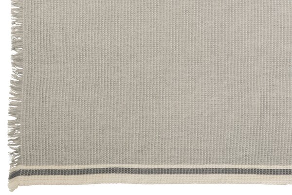 Šedý vaflovitý pléd s pruhom a strapcami Stripe - 130 * 170 cm - J-Line by Jolipa