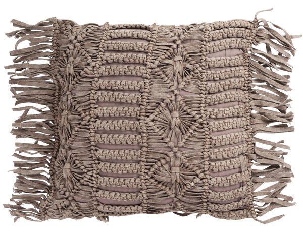 Bavlnený vankúš macramé Taupe so strapcami - 45 * 45 cm - J-Line by Jolipa