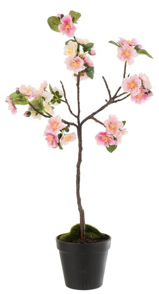 Dekorácie umelý ružový kvitnúce stromček Blossom - 20 * 20 * 50 cm - J-Line by Jolipa