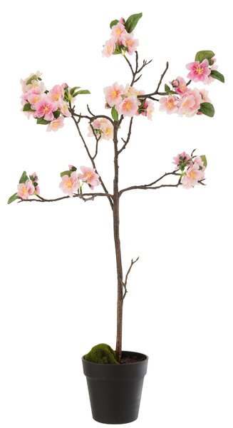 Dekorácie umelý ružový kvitnúce stromček - 22*22*90 cm - J-Line by Jolipa