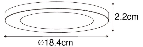 Prisadené alebo zapustené bodové svietidlo biele 18 cm vrátane LED 3-stupňové stmievanie do tepla s prepínačom Dip - Trans