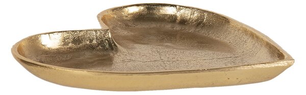 Zlatý dekoratívne tanier z hliníka v tvare srdca L - 25 * 24 * 3 cm - Clayre & Eef