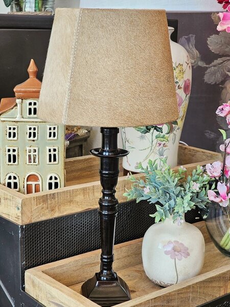 Svetlo hnedé tienidlo na lampu z hovädzej kože - Ø 20* Ø 15*15cm - Mars & More