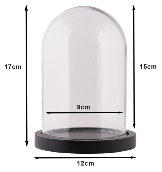 Sklenený poklop s tmavohnedým dreveným podstavcom - Ø 10 * 15 cm - Clayre & Eef