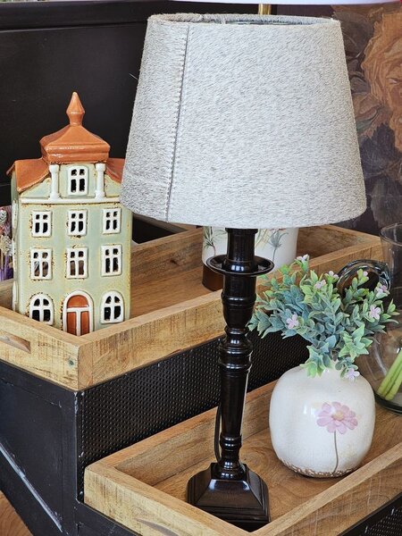 Tienidlo na lampu z hovädzej kože - hnedo šedá - Ø 20 * Ø 15*15cm - Mars & More