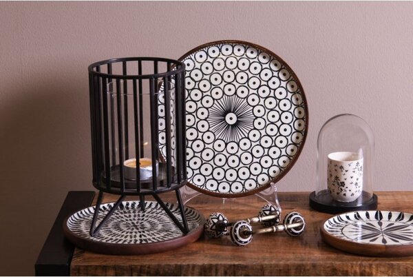 Set 3ks drevený dekoratívny tanier s vrstvou Enamel - Ø 28*2 / Ø 23*2 / Ø 20*2 cm - Clayre & Eef