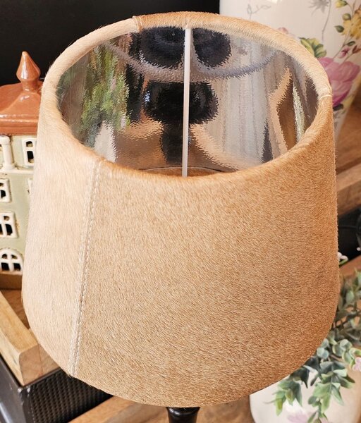 Svetlo hnedé tienidlo na lampu z hovädzej kože - Ø 20* Ø 15*15cm - Mars & More