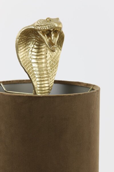 Zlatá stolná lampa va tvare hada Snake s karamelovým tienidlom - 27 * 25 * 68cm / E27 - Light & Living