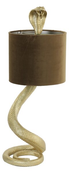 Zlatá stolná lampa va tvare hada Snake s karamelovým tienidlom - 27 * 25 * 68cm / E27 - Light & Living