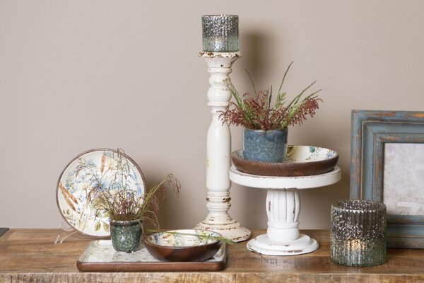 Šedo zelený mramorovaný obal na kvetináč S - Ø 11 * 10 cm - Clayre & Eef