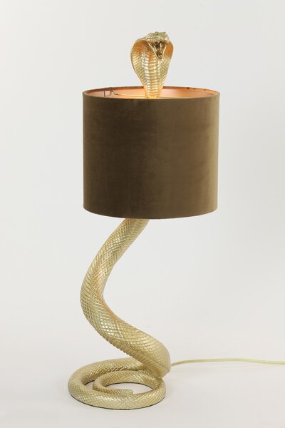 Zlatá stolná lampa va tvare hada Snake s karamelovým tienidlom - 27 * 25 * 68cm / E27 - Light & Living
