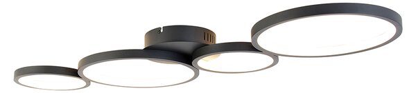 Stropné svietidlo čierne vrátane LED 3-stupňové stmievateľné 4-svetlo - Lupolo
