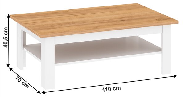 KONDELA Konferenčný stolík, biela alba/dub craft zlatý, LANZETTE T